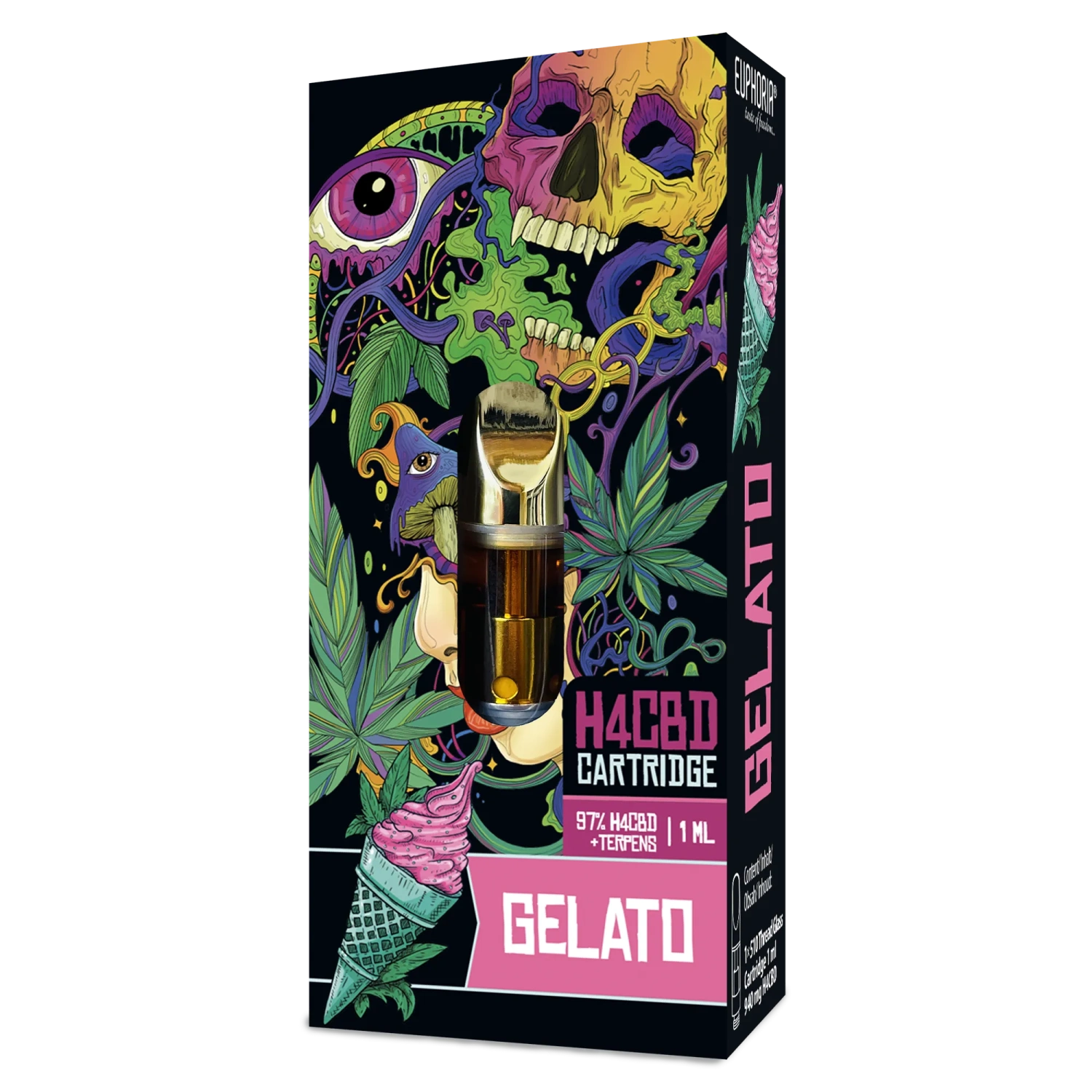 H4CBD vape cartridge UK – Euphoria Gelato 97% 1ml THC-free 510 cart