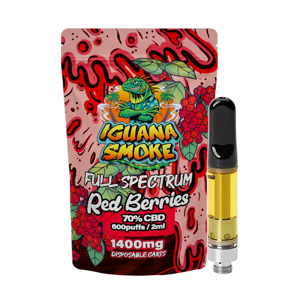 Iguana Smoke CBD Strawberry Vape Cartridge 1400mg 2ml - Image 4