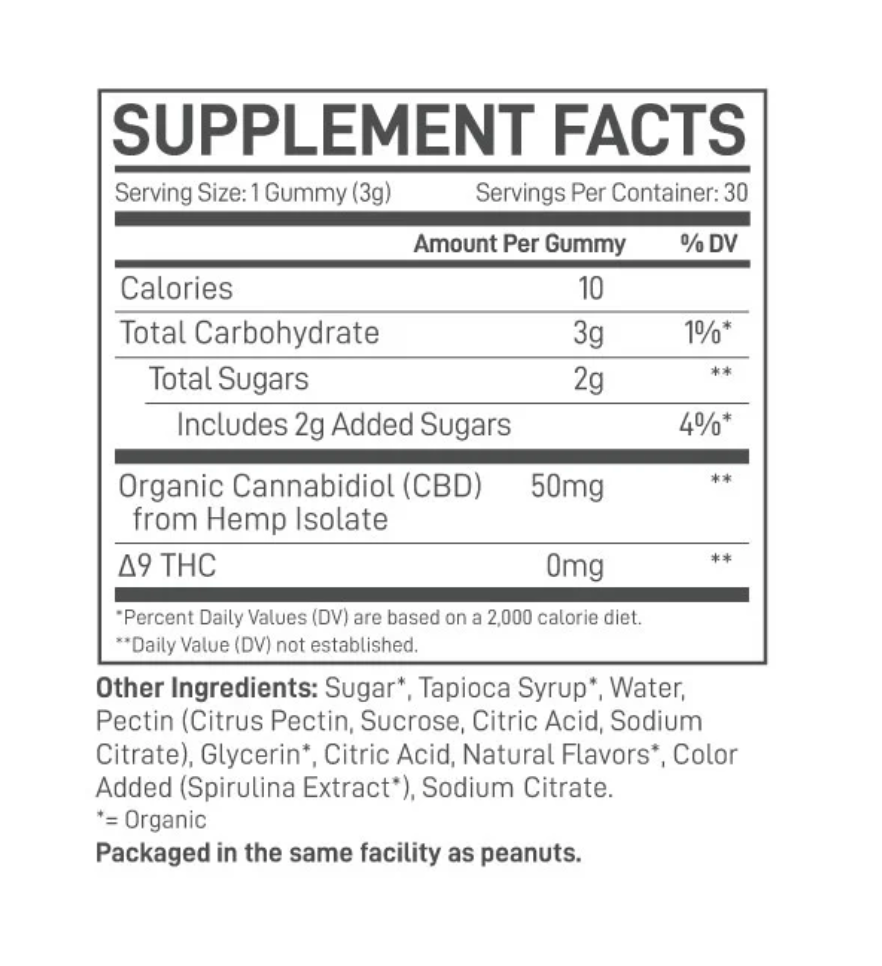 Extract Labs THC Free CBD Gummies Daily Support Blue Raspberry 1500mg - Image 2