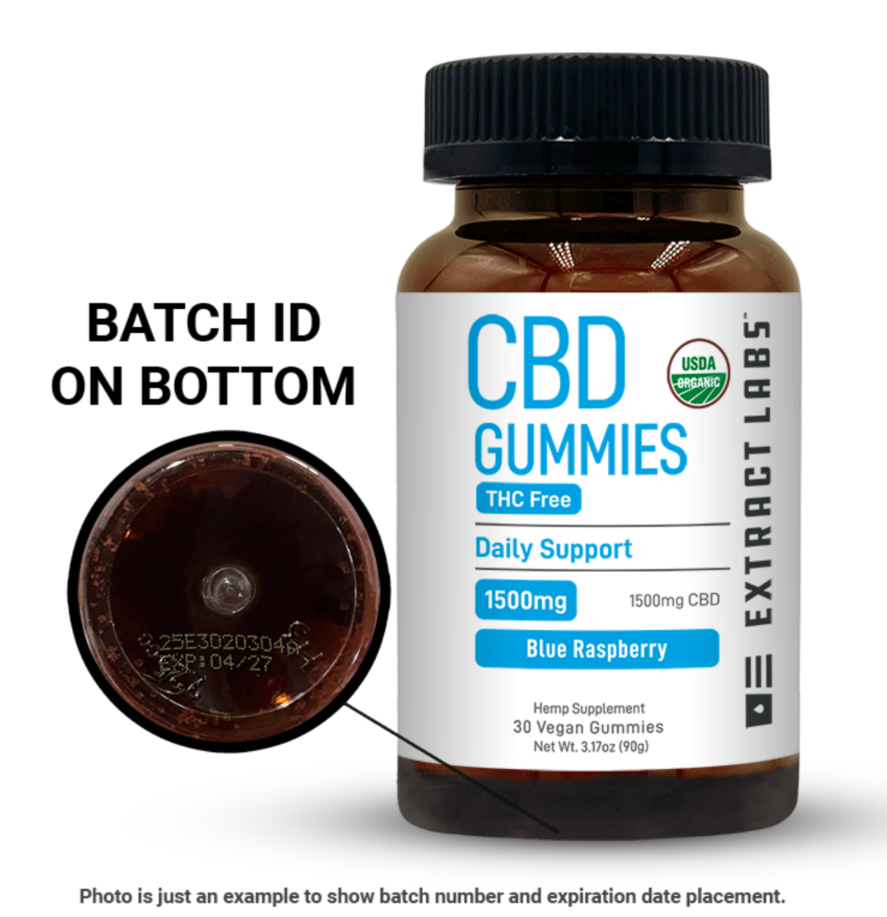 Extract Labs THC Free CBD Gummies Daily Support Blue Raspberry 1500mg - Image 3