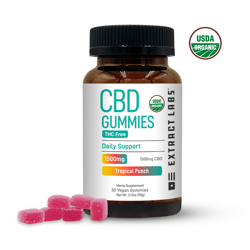 Extract Labs Organic Daily Support CBD Gummies Tropical Punch 1500mg