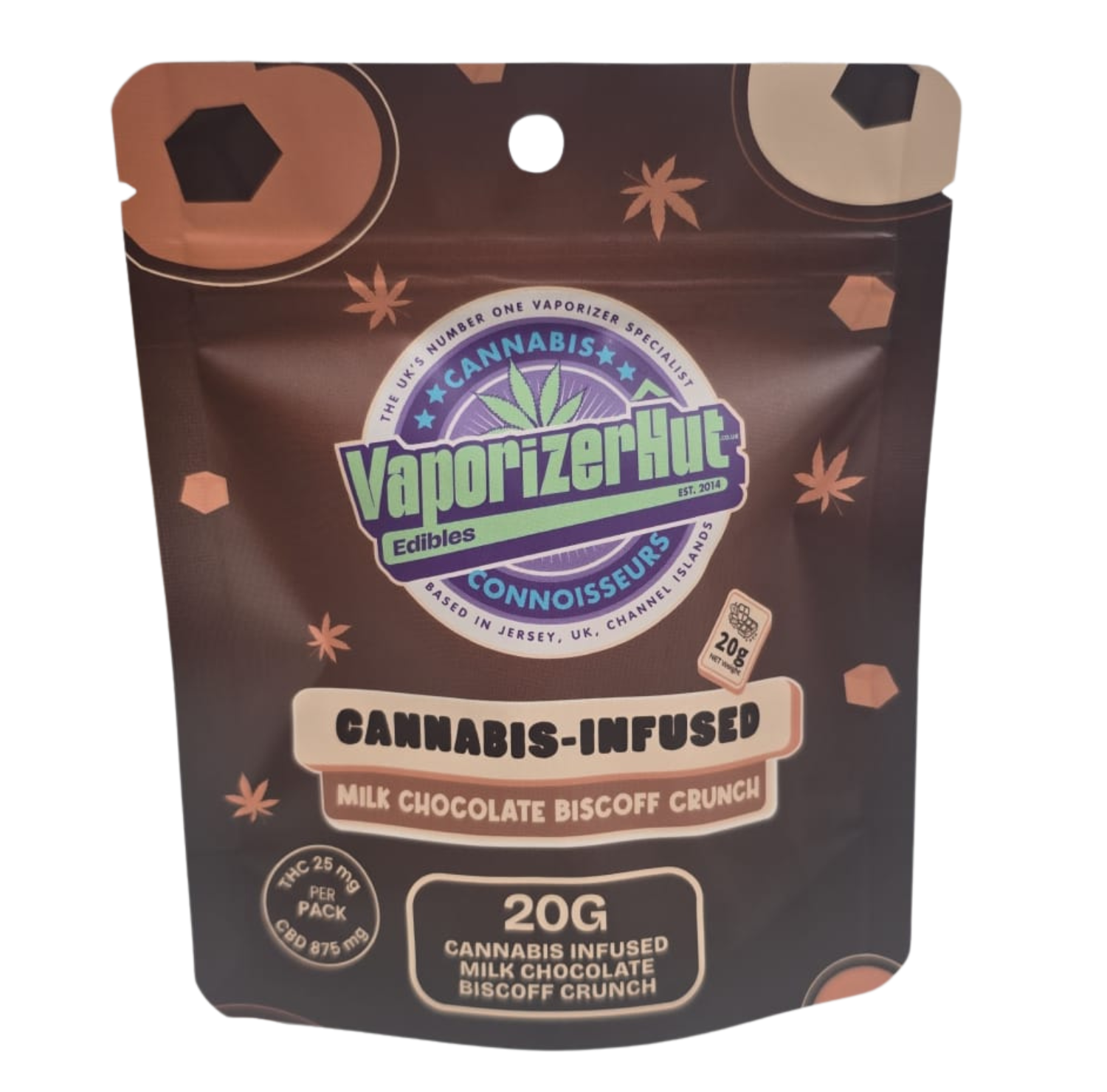 VaporizerHut Infused Milk Chocolate Biscoff Crunch 25mg THC 875mg CBD 20g