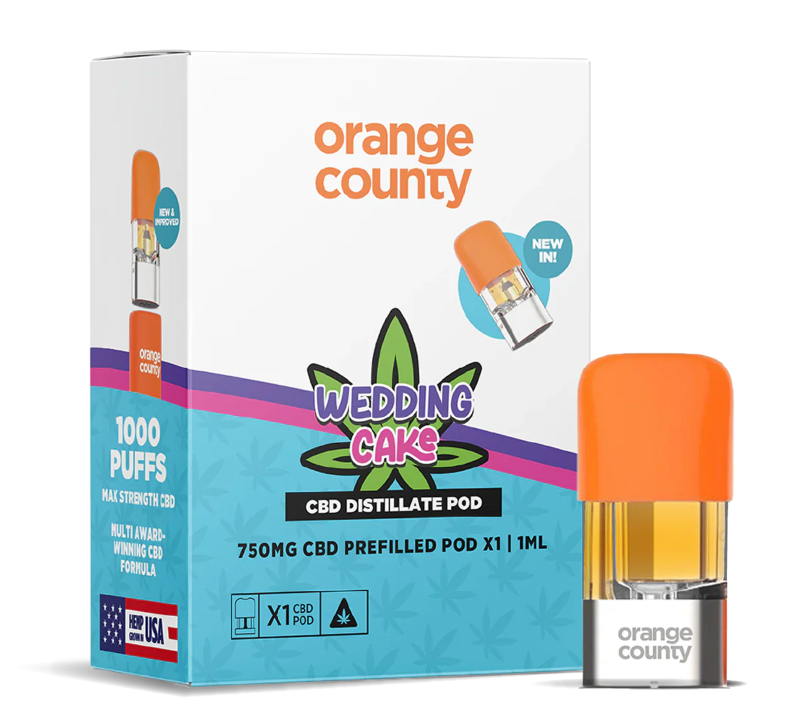 Orange County CBD Distillate Refill Pod Wedding Cake 750mg 1ml