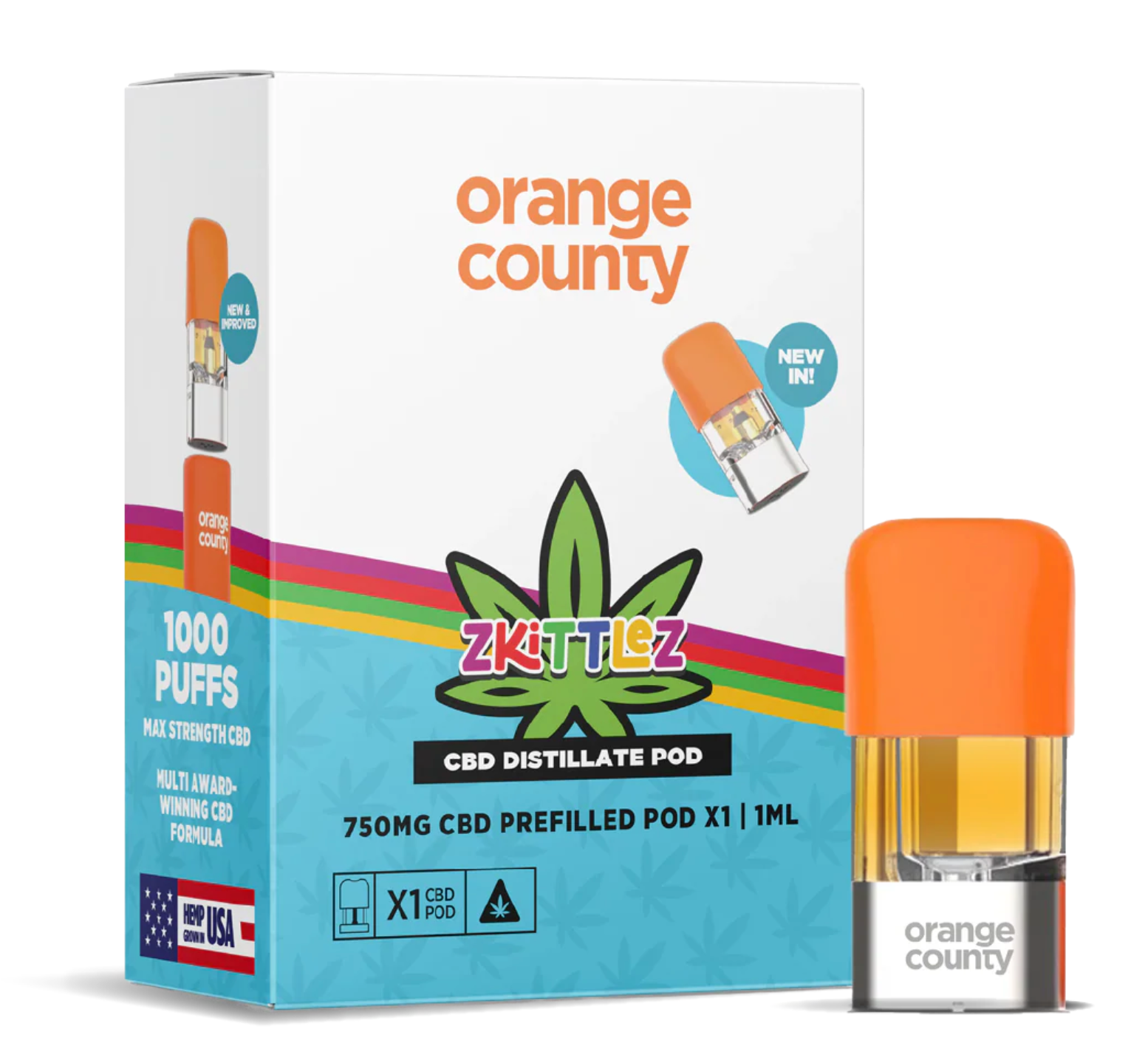 Orange County CBD Distillate Refill Pod 750mg Zkittlez 1ml