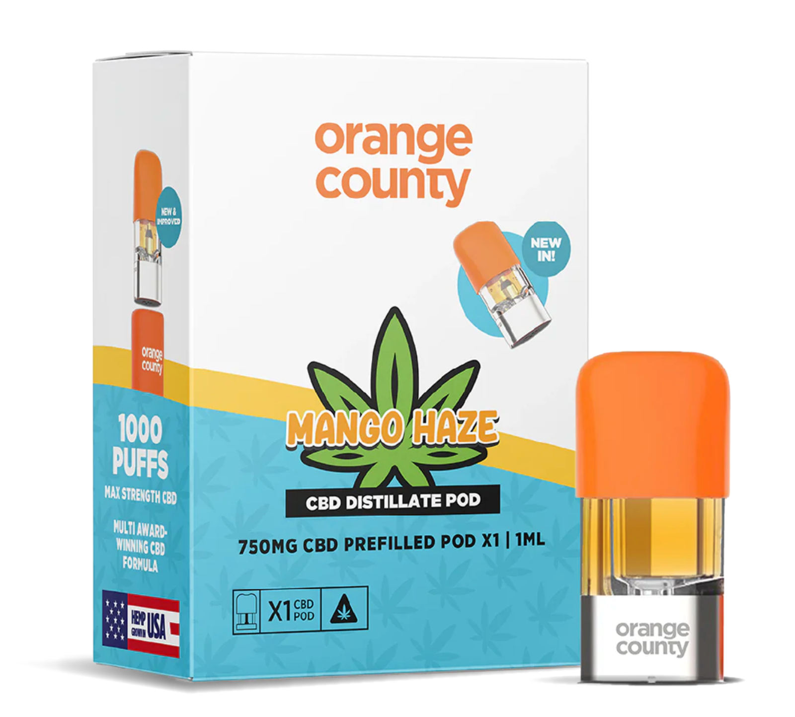 Orange County CBD 750mg Mango Haze Distillate Refill Pod 1ml